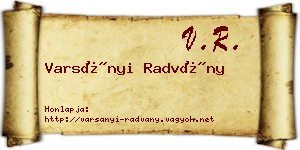 Varsányi Radvány névjegykártya